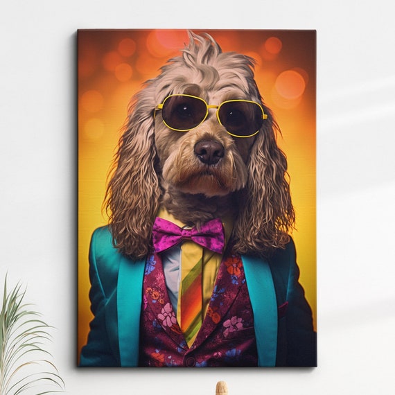 Cockapoo Dog Pet Abstract Modern Oil Painting Wall Art Framed Canvas Poster Print Home Kitchen Office Room Decor Gifts