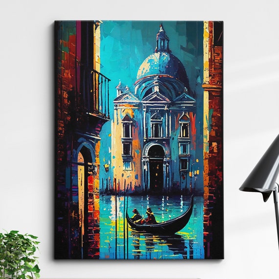 Venice Italy Canal Cathedral Abstract Modern Colourful Europe Painting Wall Art Framed Canvas Poster Print Homeoffice Room Decor Gifts