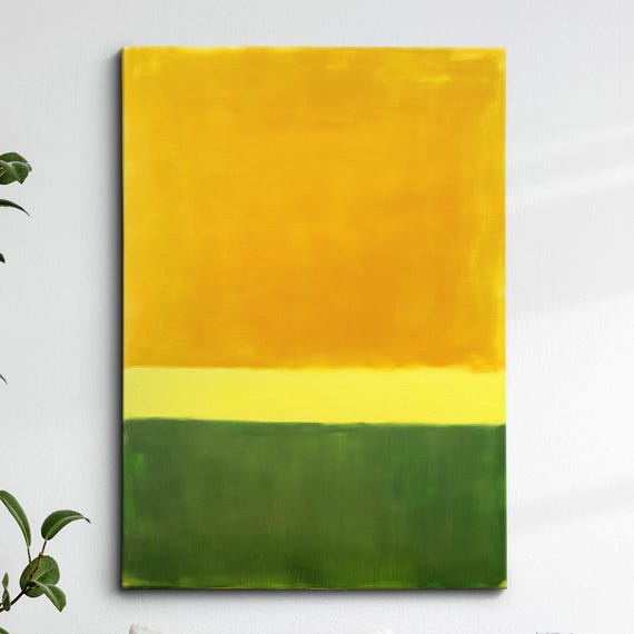 Modern Abstract Yellow Green Exhibition Oil Painting Wall Art Framed Canvas Poster Print Home Living Room Decor