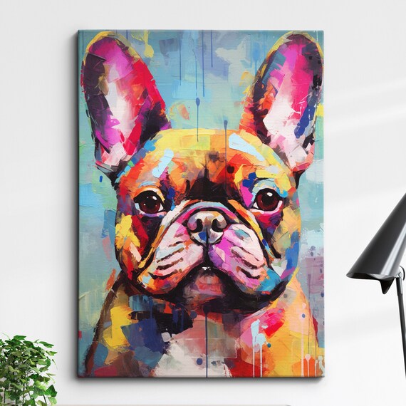 French Bulldog Pop Art Portrait Colorful Abstract Dog Poster