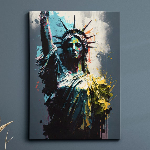 Statue Of Liberty New York Usa Abstract America Modern Painting Wall Art Framed Canvas Poster Print Homeoffice Room Decor Gifts