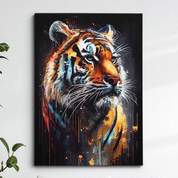 Tiger Abstract Oil Painting Splatter Art Print