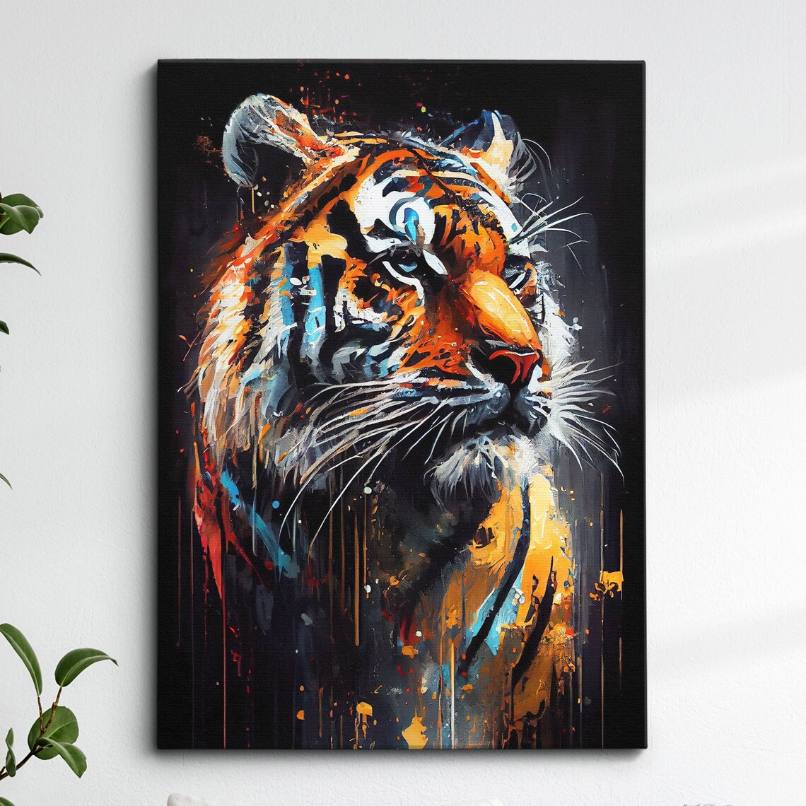 Tiger Abstract Oil Painting Splatter Art Print