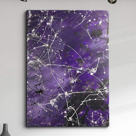 Modern Abstract Purple Black Free Form Exhibition Oil Painting Wall Art Framed Canvas Poster Print Home Living Room Decor