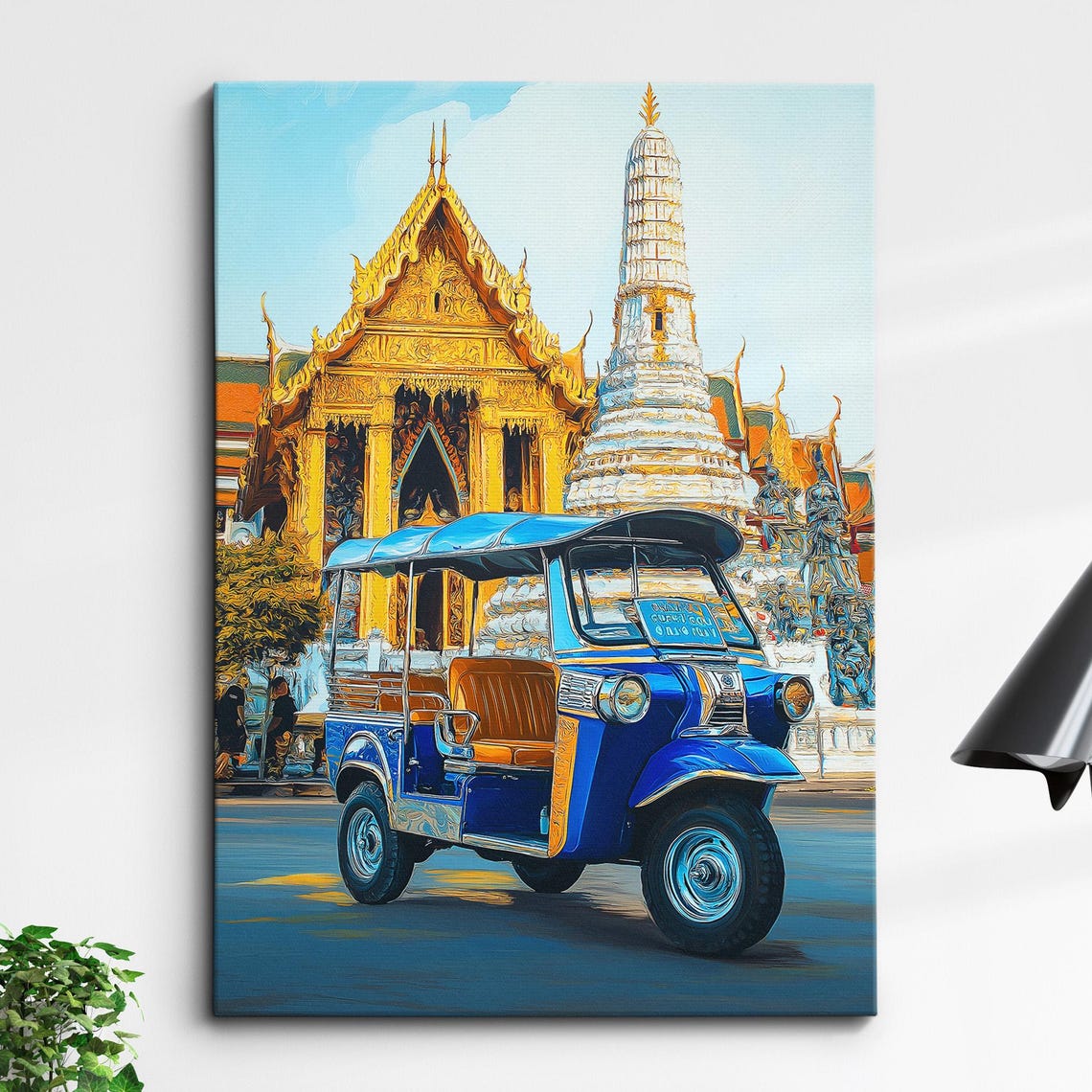 Tuk Grand Palace Oil Painting Palette Knife Style Thailand Bangkok Wall Art Framed Canvas Poster Print Living Room Home Decor Gifts