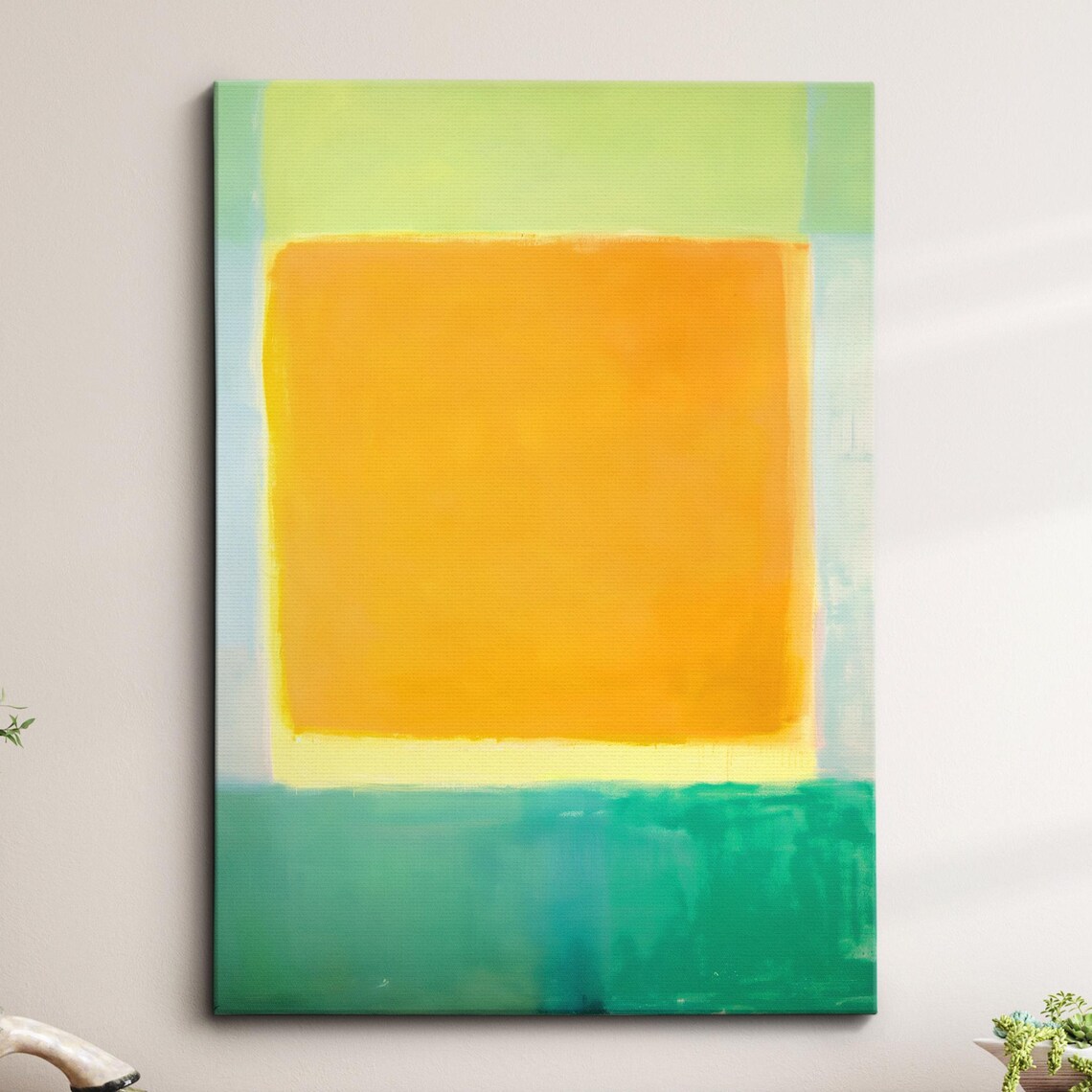Burnt Orange And Sage Green Abstract Color Block Painting Poster