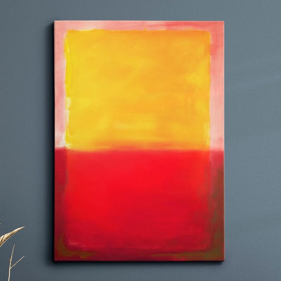 Modern Abstract Yellow Red Exhibition Oil Painting Wall Art Framed Canvas Poster Print Home Living Room Decor