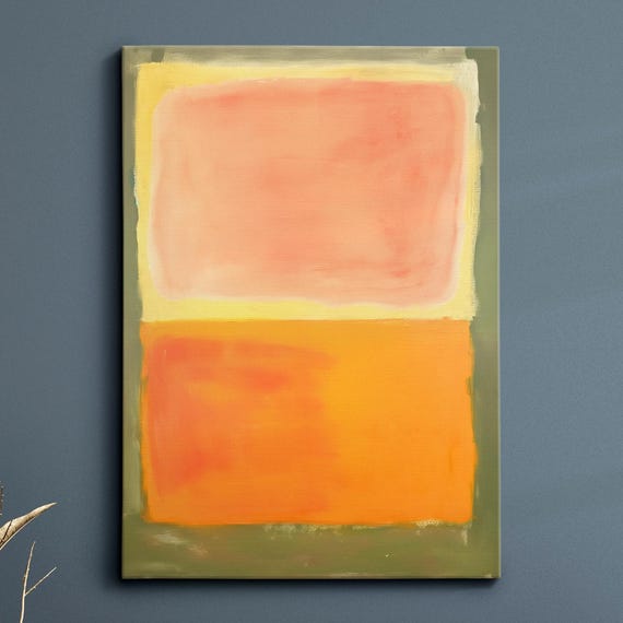Modern Abstract Orange Green Exhibition Oil Painting Wall Art Framed Canvas Poster Print Home Living Room Decor