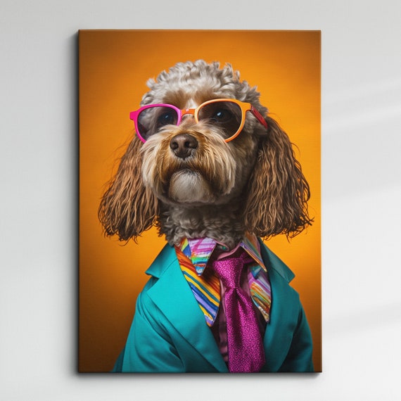 Cockapoo Dog Pet Abstract Modern Oil Painting Wall Art Framed Canvas Poster Print Home Kitchen Office Room Decor Gifts