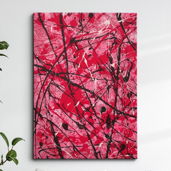 Modern Abstract Red Black Free Form Exhibition Oil Painting Wall Art Framed Canvas Poster Print Home Living Room Decor