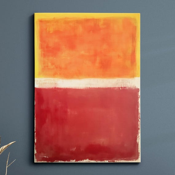 Modern Abstract Orange Red Exhibition Oil Painting Wall Art Framed Canvas Poster Print Home Living Room Decor