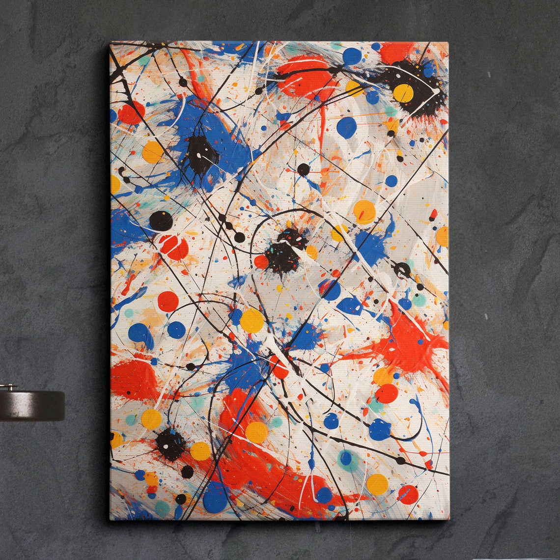 Dynamic Colorful Paint Splatter Drip Abstract Canvas Art Poster