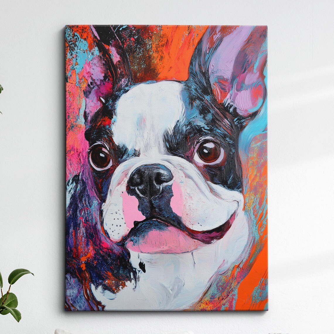 French Bulldog Close Up Paint Splash Portrait In Bright Colors Poster