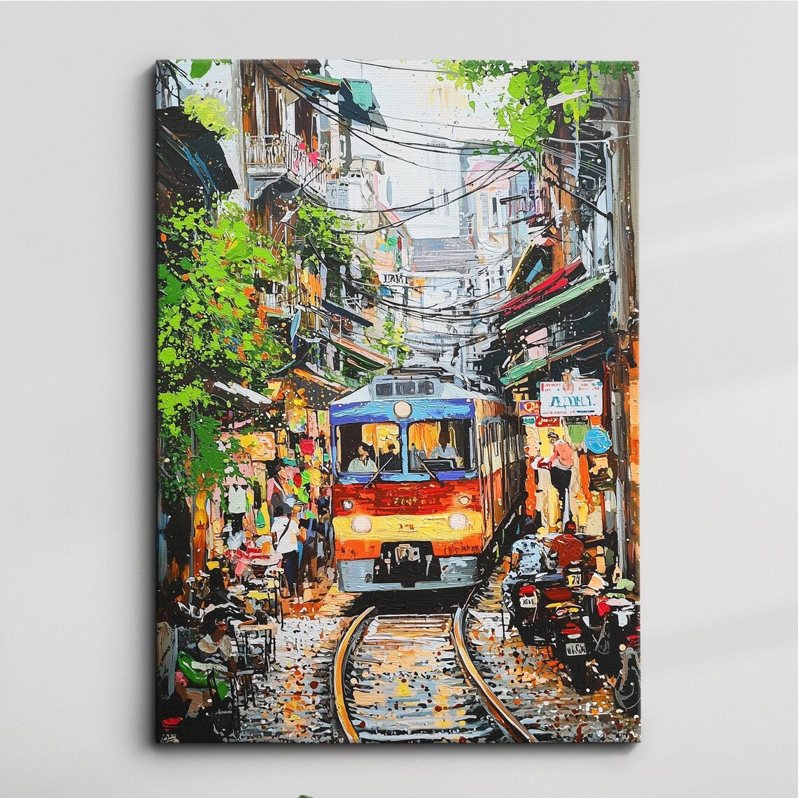 Hanoi Train Street Oil Painting-Style Art Print