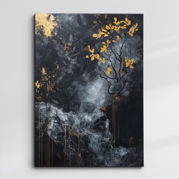 Modern Abstract Grey Gold Minimalist Geometric Oil Painting Wall Art Framed Canvas Poster Print Home Living Room Decor Gift Ideas