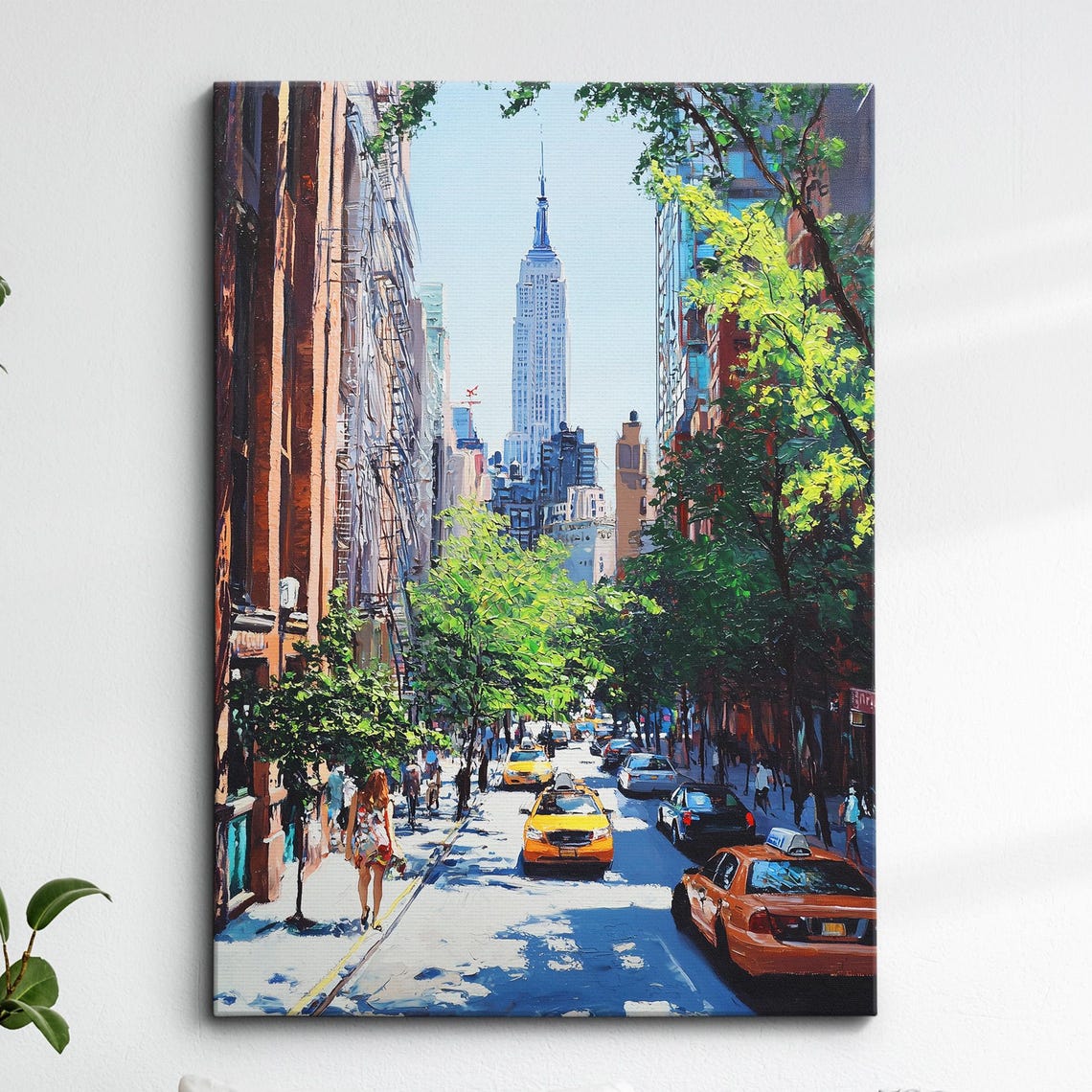 New York City Avenue Oil Painting Palette Knife Style Nyc Wall Art Framed Canvas Poster Print Kitchen Living Room Home Decor Gifts