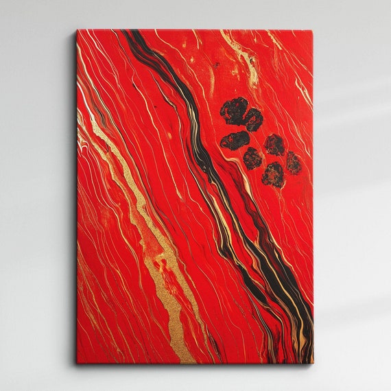 Modern Abstract Red Black Painting Geometric Oil Wall Art Framed Canvas Poster Print Home Living Room Decor Gift Ideas