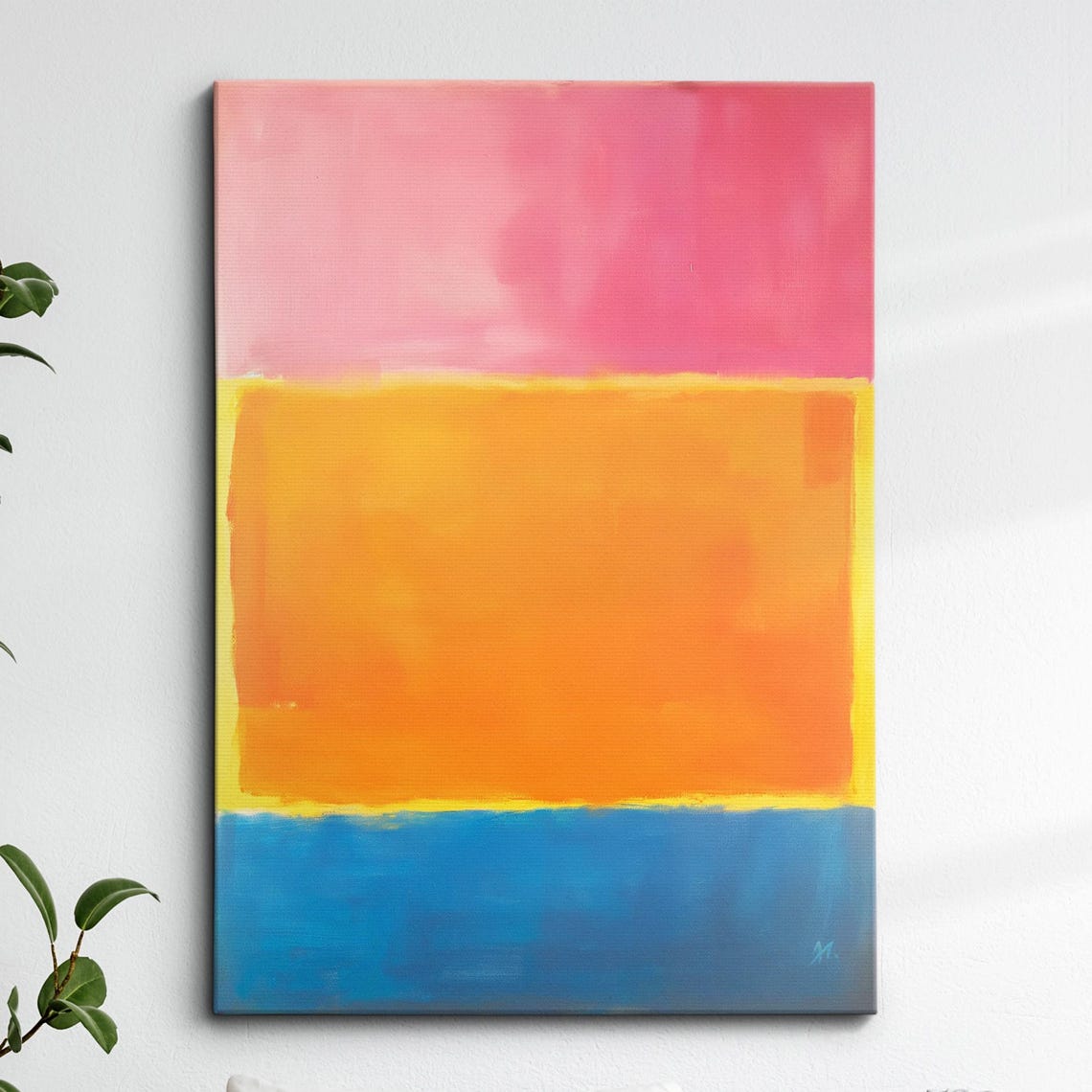 Pink Orange Blue Rothko Style Color Field Abstract Art Wall Poster