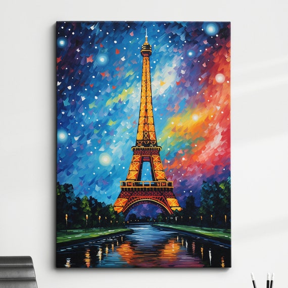 Eiffel Tower Paris France Europe Travel Abstract Oil Modern Painting Wall Art Framed Canvas Poster Print Homeoffice Room Decor Gifts