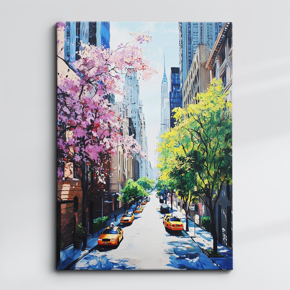 New York City Avenue Oil Painting, NYC Travel Poster