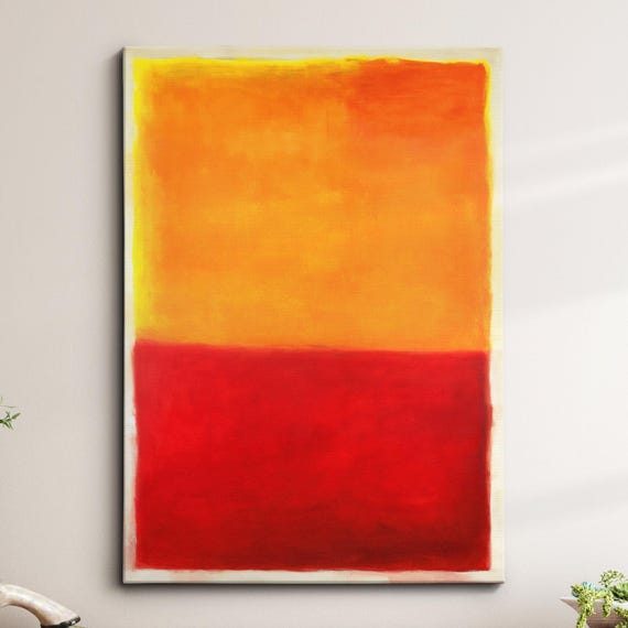 Modern Abstract Orange Red Exhibition Oil Painting Wall Art Framed Canvas Poster Print Home Living Room Decor