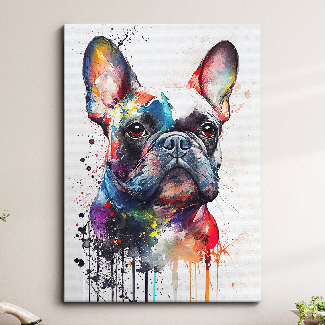 Abstract French Bulldog Oil Painting Art Print