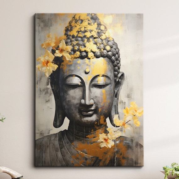 Buddha Art In Gold Style Oil Painting Buddhism Asia Spiritual Wall Framed Canvas Poster Print Homeoffice Room Decor Religious Gifts
