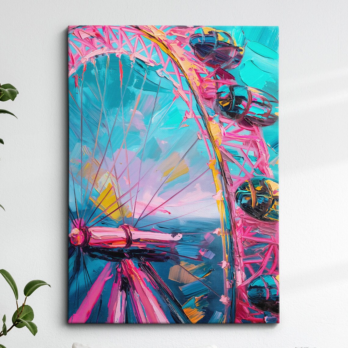 London Eye Millennium Wheel England Europe Abstract Pop Art Oil Painting Wall Framed Canvas Poster Print Home Living Room Decor Gifts