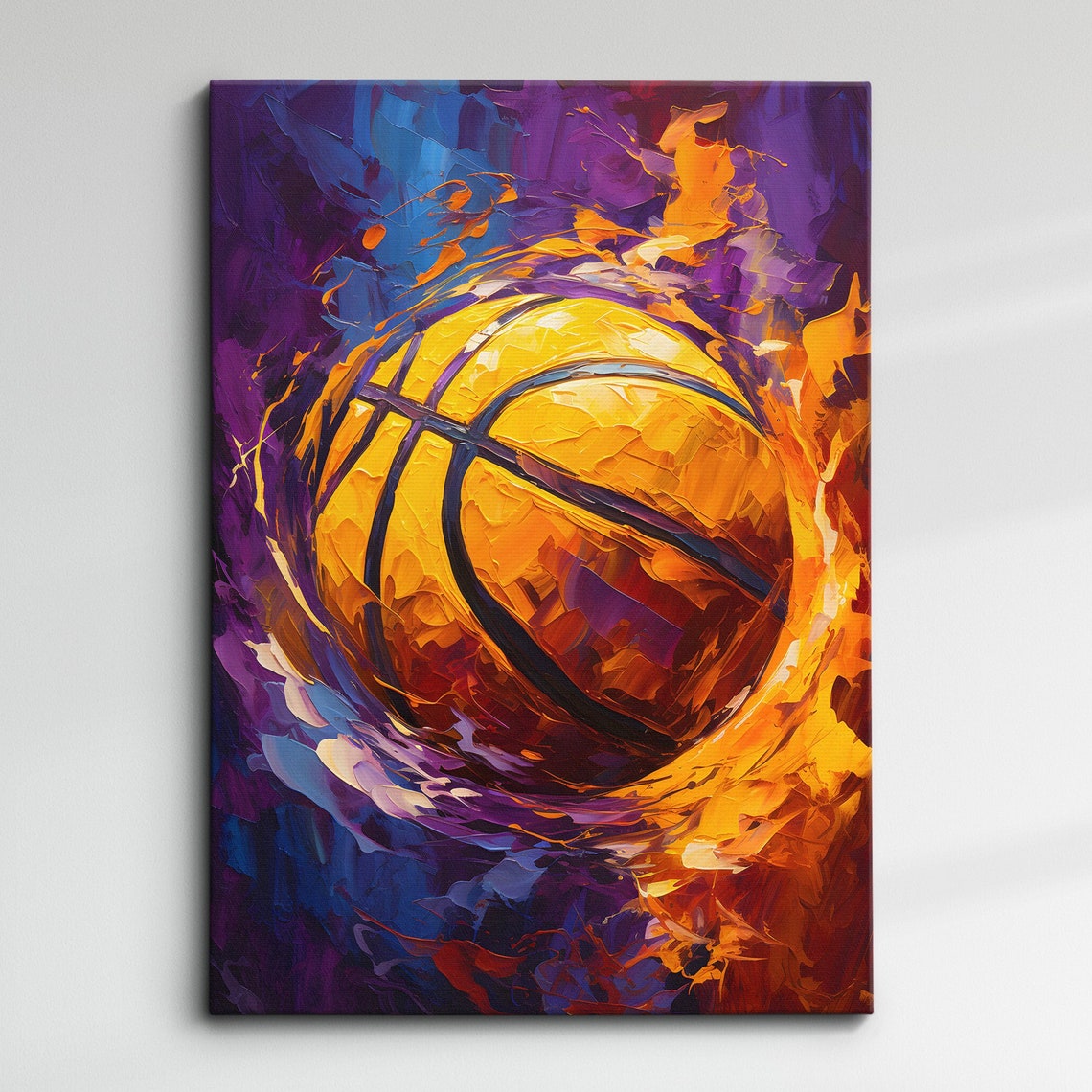 Basketball Abstract Sports Oil Painting Splatter Style Wall Art Framed Canvas Poster Print Homeoffice Room Decor Teenager Athlete Gifts