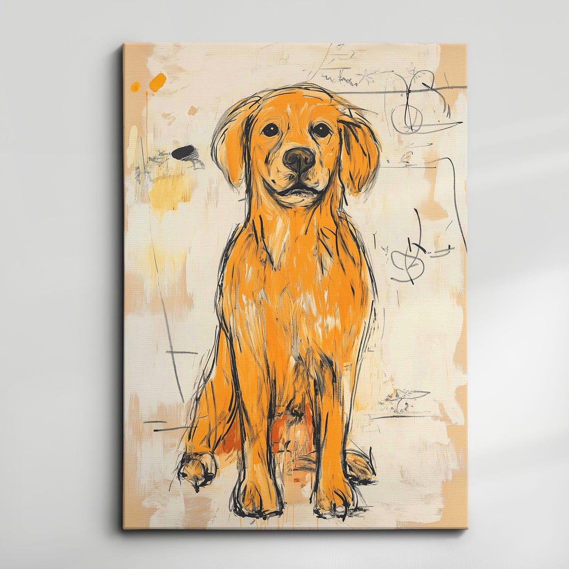 Golden Retriever Fun Beige Animal Dog Pet Lover Oil Painting Wall Art Framed Canvas Poster Print Home Kitchen Living Room Decor Gifts
