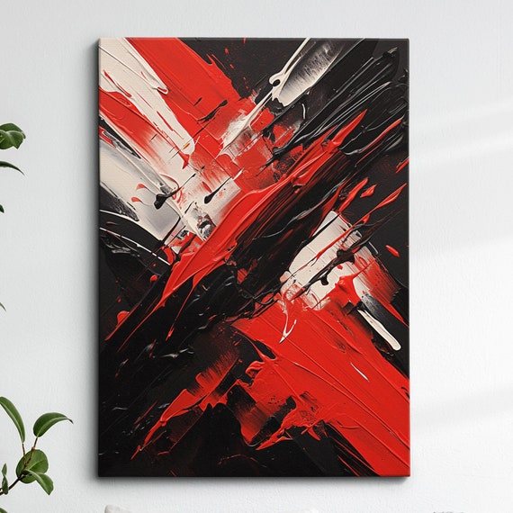 Red Black Paint Spash Abstract Natural Modern Oil Painting Splatter Wall Art Framed Canvas Poster Print Homeoffice Room Decor Gifts
