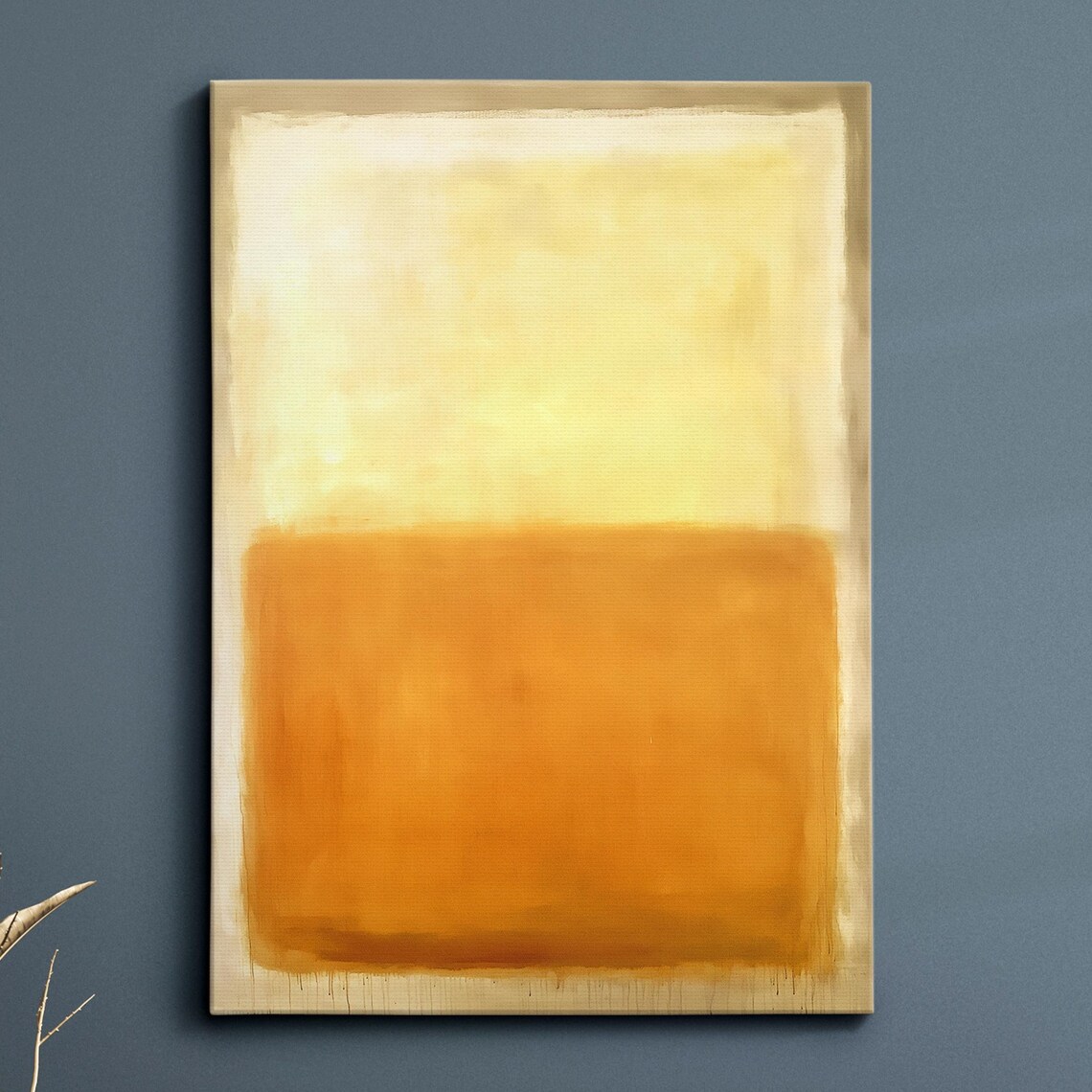 Golden Yellow Over Burnt Orange Color Field Artwork Poster for Homes