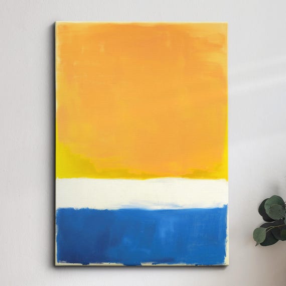Modern Abstract Yellow Blue Exhibition Oil Painting Wall Art Framed Canvas Poster Print Home Living Room Decor