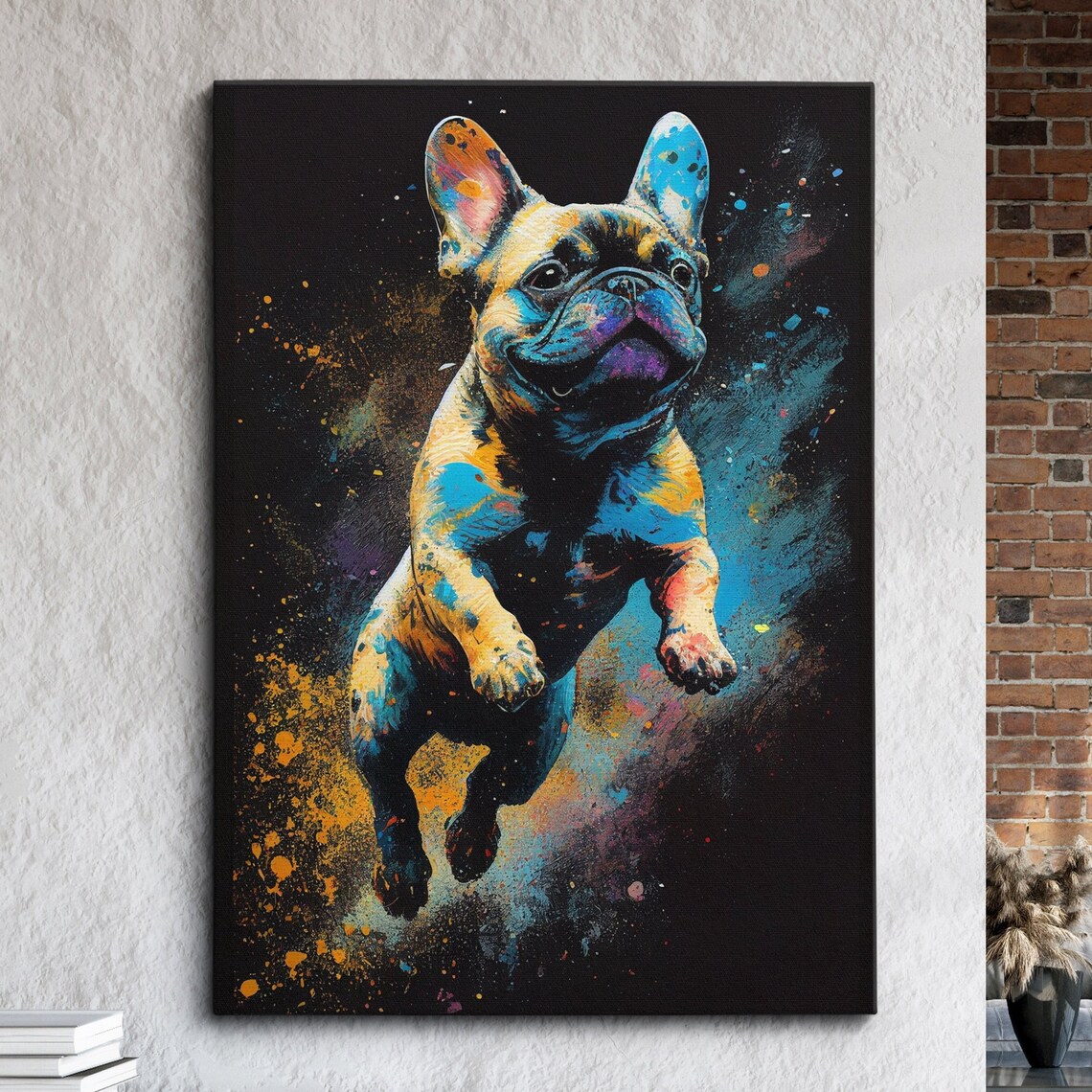 French Bulldog Abstract Oil Painting Art Print