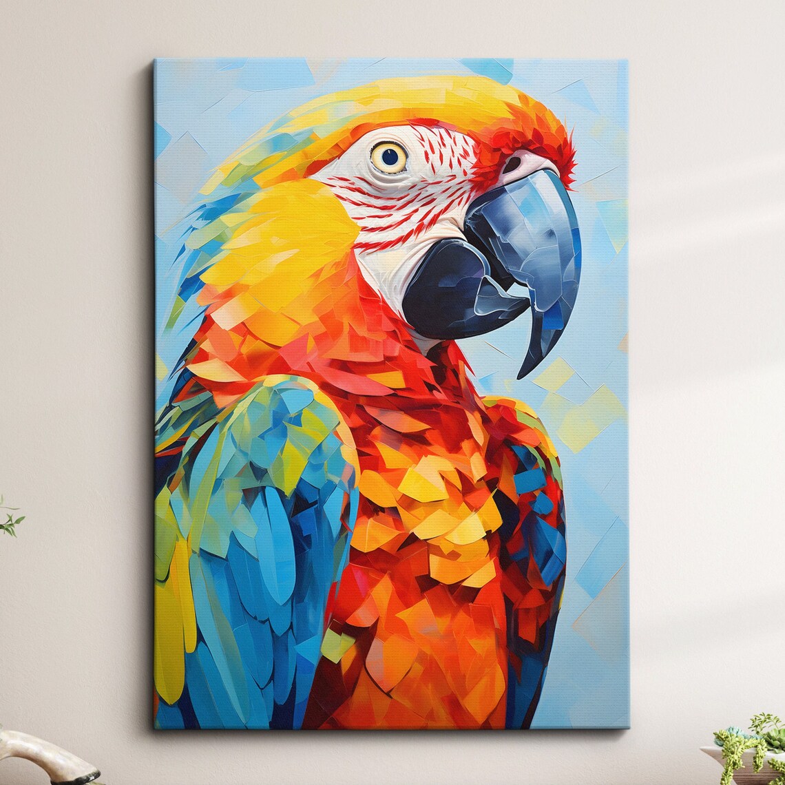 Colorful Macaw Parrot Mosaic Style Tropical Bird Portrait Poster