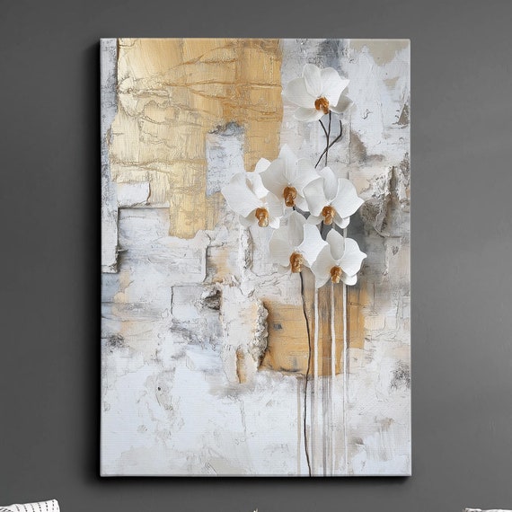 Modern Abstract White Gold Minimalist Geometric Oil Painting Wall Art Framed Canvas Poster Print Home Living Room Decor Gift Ideas