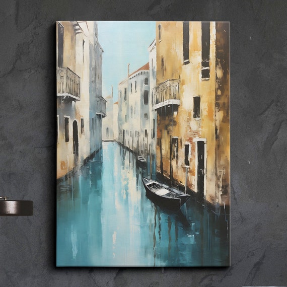Venice Italy Canal Travel Europe Abstract Oil Modern Painting Wall Art Framed Canvas Poster Print Homeoffice Room Decor Gifts