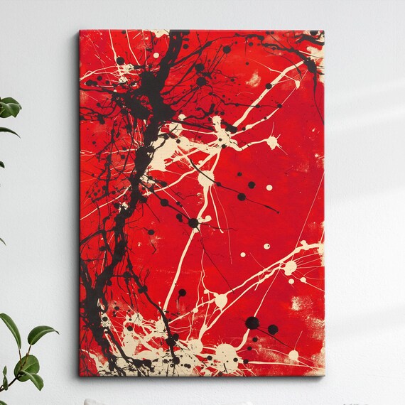 Modern Abstract Red Beige Free Form Exhibition Oil Painting Wall Art Framed Canvas Poster Print Home Living Room Decor