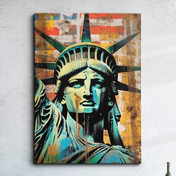 Statue Of Liberty New York City Abstract Oil Painting Wall Art Framed Canvas Poster Print Home Kitchen Office Room Decor Gifts
