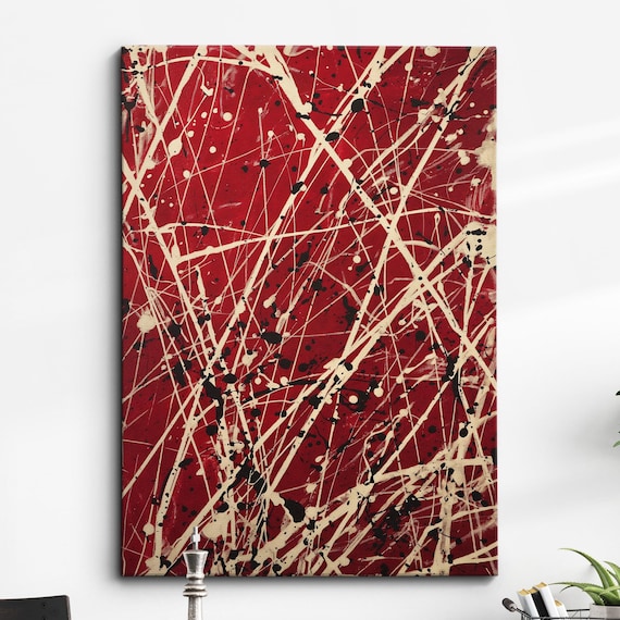 Modern Abstract Red Beige Free Form Exhibition Oil Painting Wall Art Framed Canvas Poster Print Home Living Room Decor
