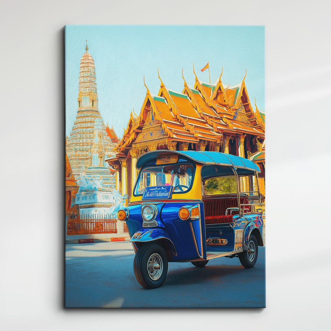 Tuk Grand Palace Oil Painting Palette Knife Style Thailand Bangkok Wall Art Framed Canvas Poster Print Living Room Home Decor Gifts
