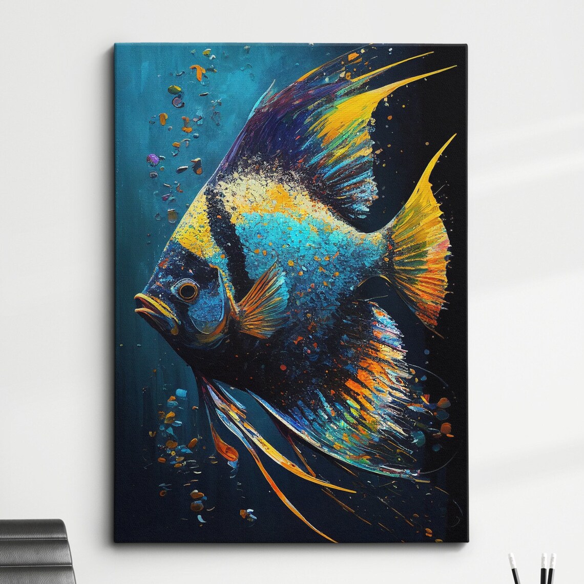 Betta Fighting Fish Splatter Colorful Art Print