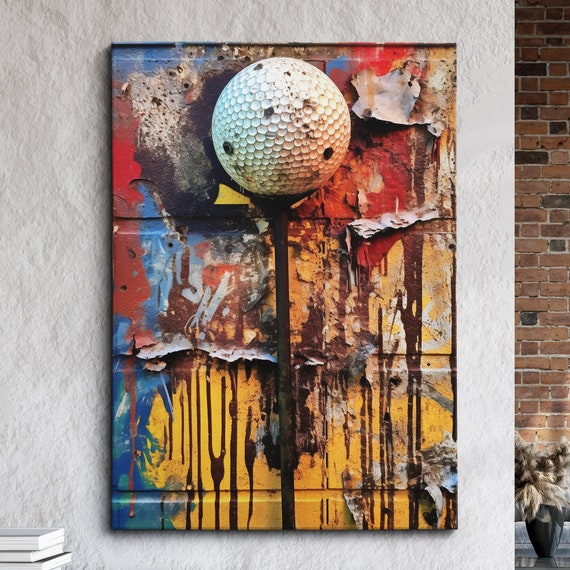 Golf Tee Sports Graffiti Abstract Modern Oil Painting Wall Art Framed Canvas Poster Print Home Kitchen Office Room Decor Gifts