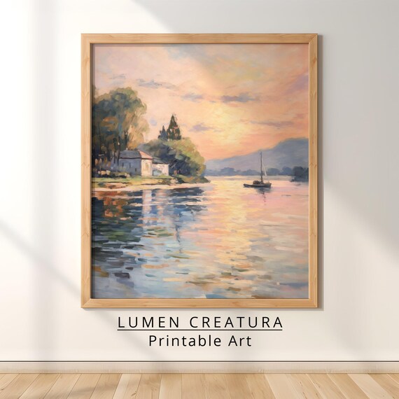 Sunset Art Decor Farmhouse Print Vintage Art Print French Countryside Wall Art