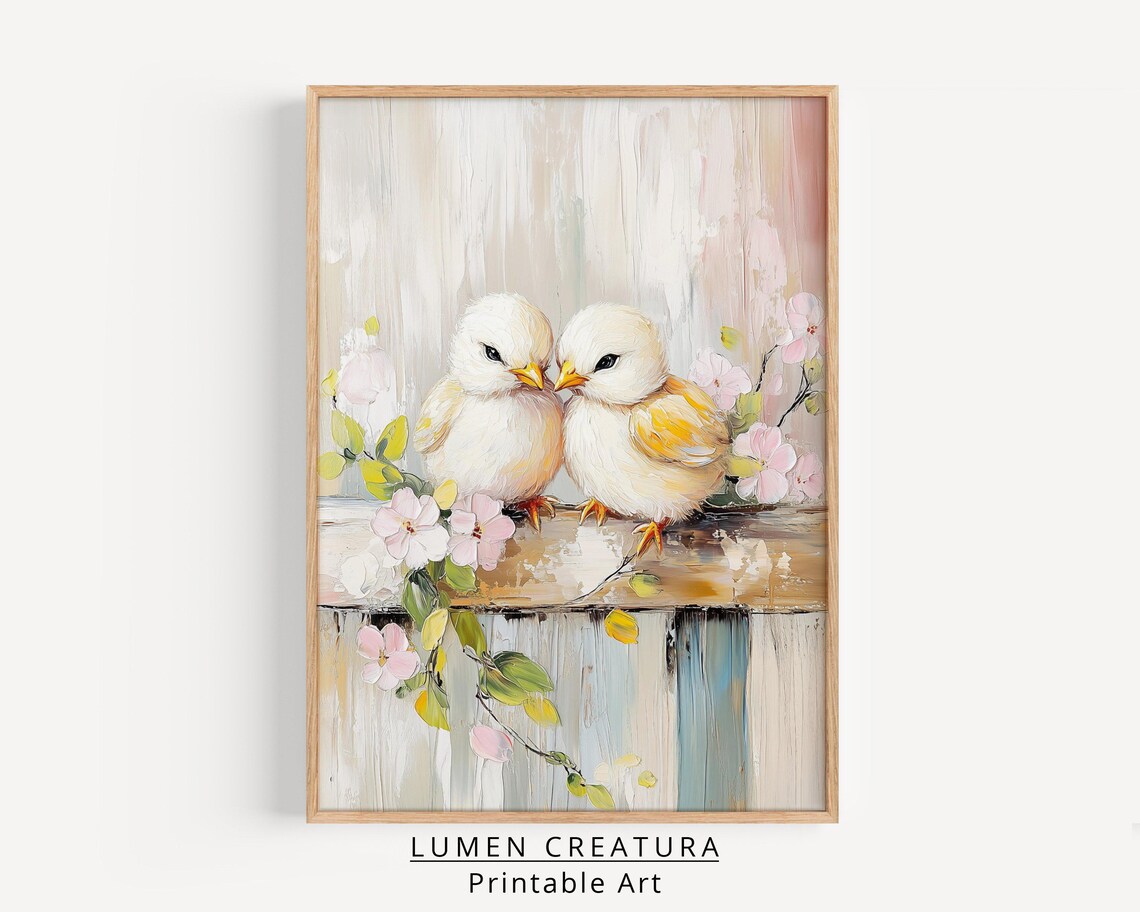 Easter Chicks Art Print, Cute Spring Farmhouse