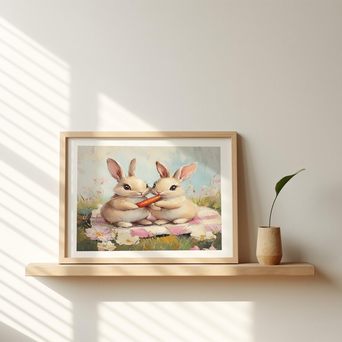 Easter Bunny Art Print, Neutral Spring Farmhouse - Image 2