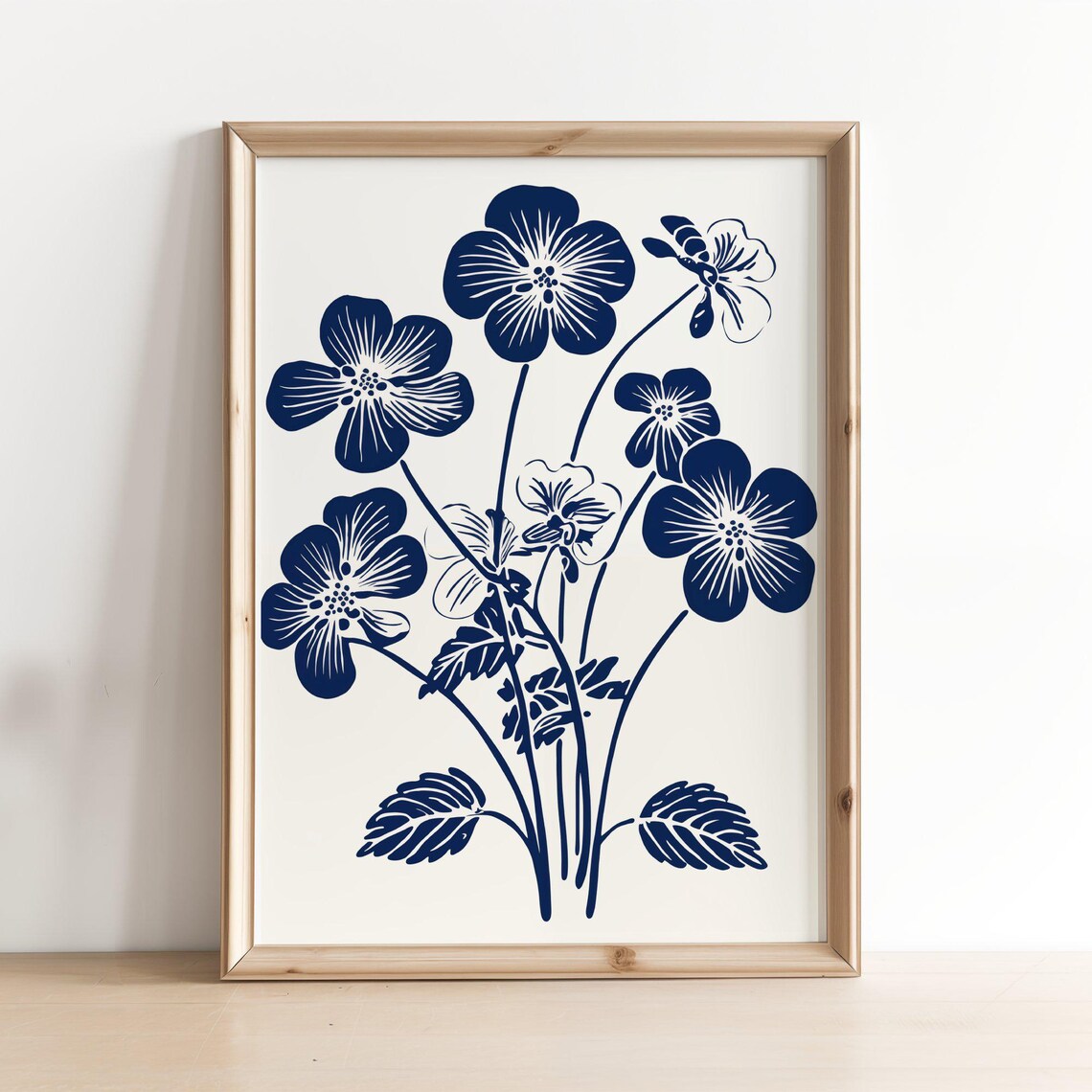 Vintage Flower, Blue Floral Decor Art Print - Image 4