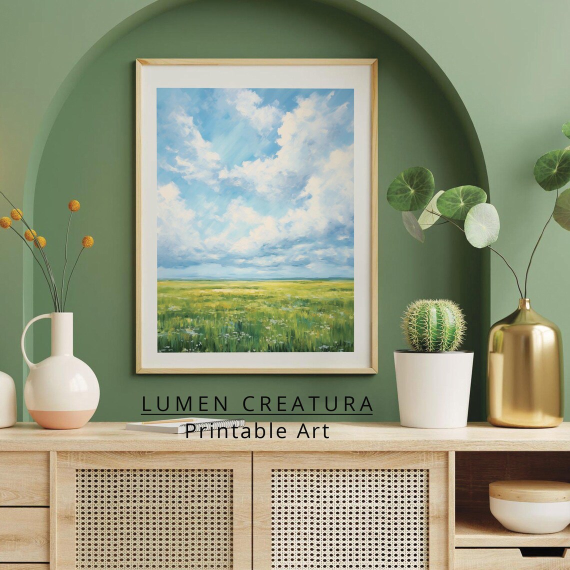 Cloudy Sky Vintage Landscape Art Print - Image 4