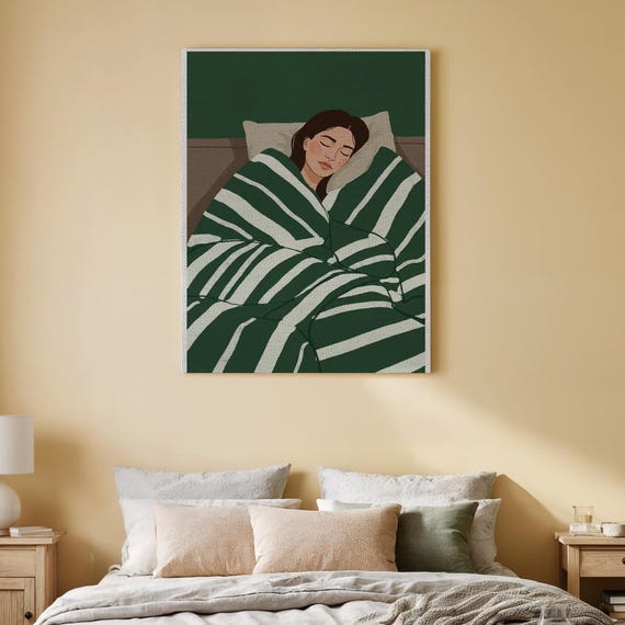 Sleeping Woman Canvas Wall Art Minimalist Cozy Bedroom Print Relaxing Modern Artwork For Calm Interiors Living Room Or Restful Spaces