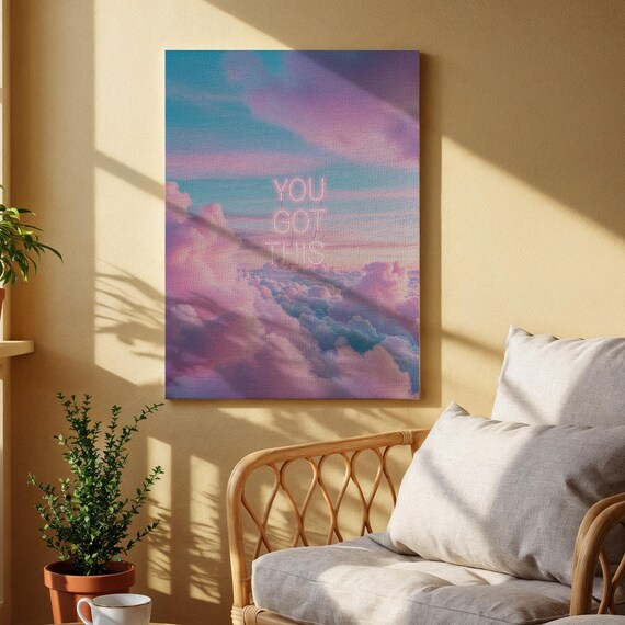 You Got This Canvas Art Inspirational Quote With Soft Pastel Clouds Print Motivational Wall For Home Office Bedroom Or Studio